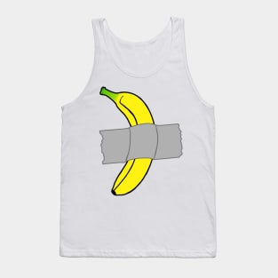 taped banana art on blue Tank Top